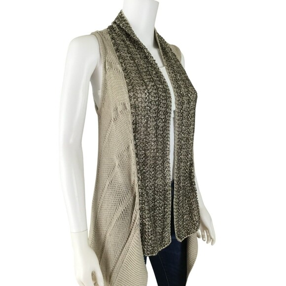 Alice + Olivia BOHO Artsy Vest sz S Sequin Beaded Asymmetric Glam Chic Layering - Picture 12 of 15